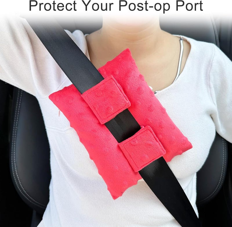 HapiPoppy Port Pillows Chemo Port Pillow for Seatbelt Pacemaker Chest Protector Chemo Patients Cancer Open-Heart Incision Recovery Post Surgery Support Cushion Gifts Women Minky Dot Red - Image 3